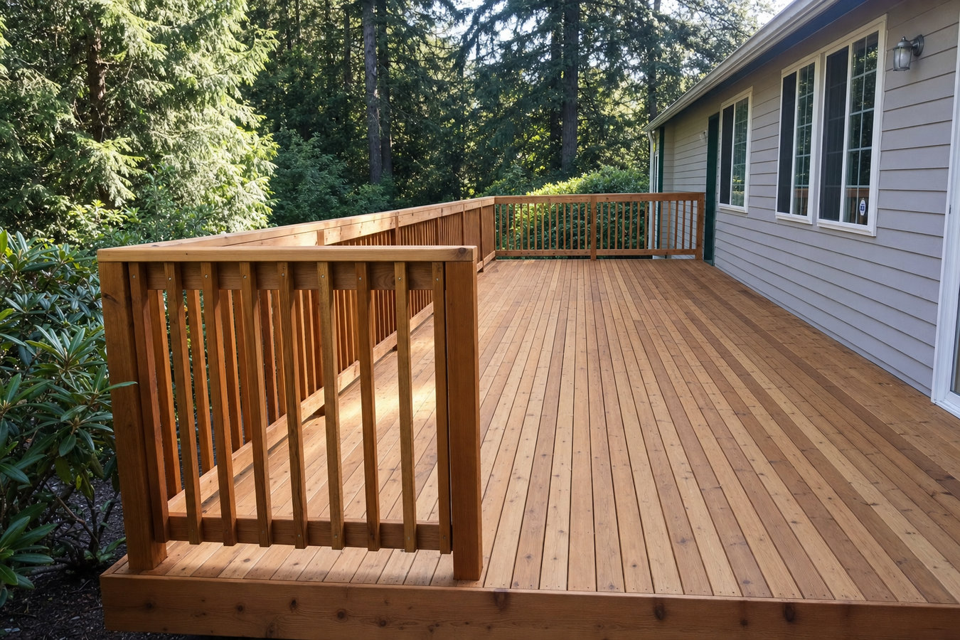Cedar wood deck construction